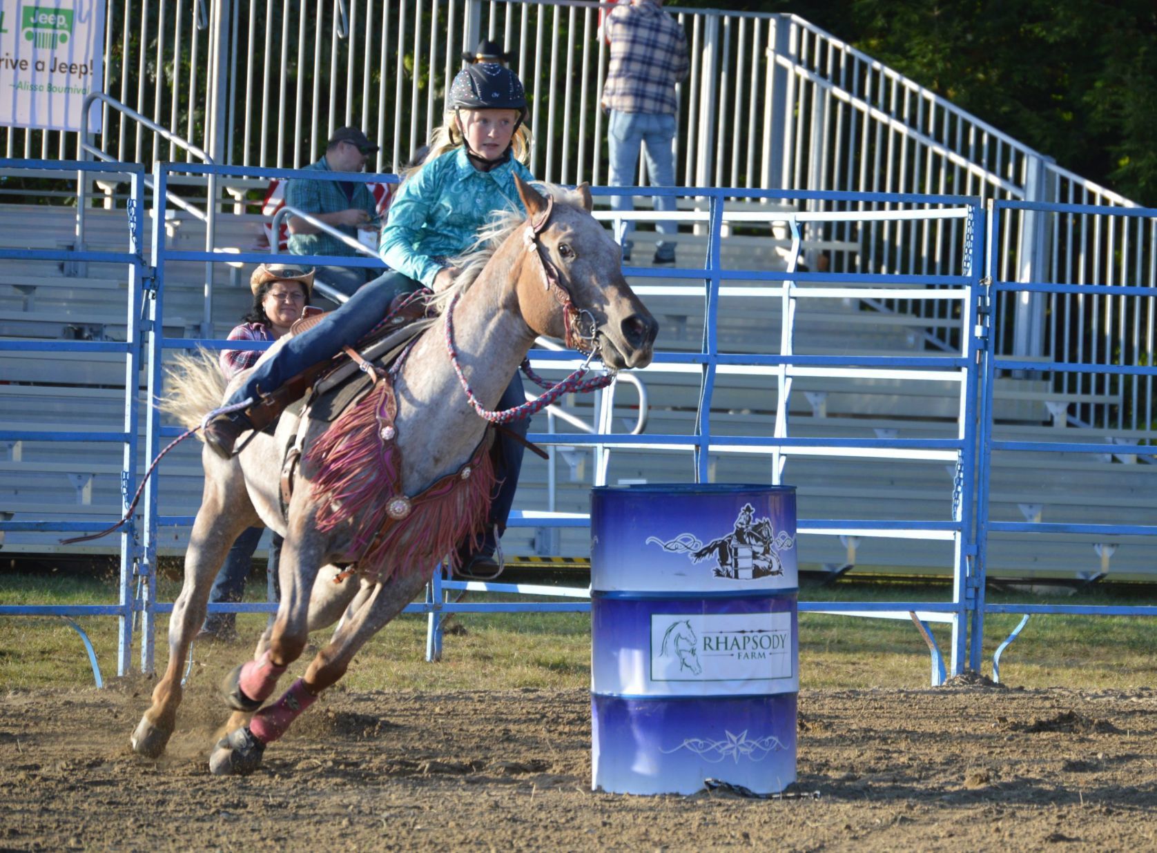 Kassidy Gladu, 12, of Chester, competes in a barrel race